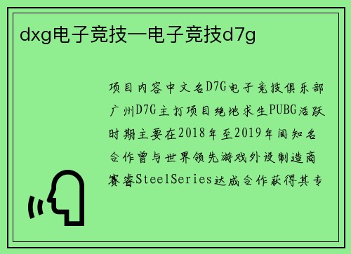 dxg电子竞技—电子竞技d7g